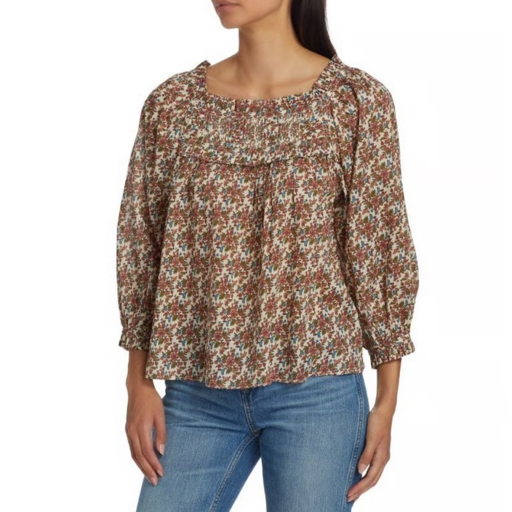 Doen Floral Blouse in Brown and Cream